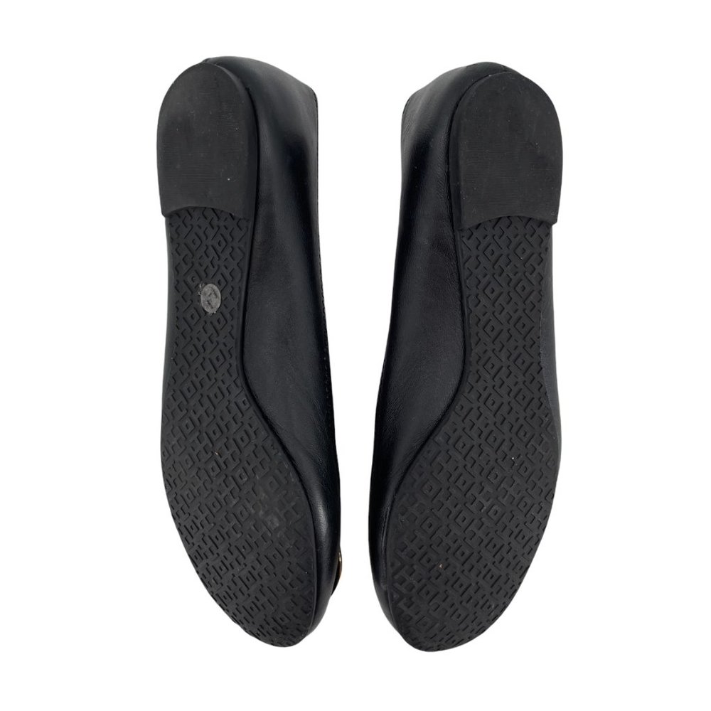 Tory Burch Reva Black Leather Ballet Slip On 9 Classic Comfort Flats